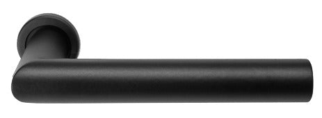 Mat zwarte deurklink op rond rozet - Alba Promo Minimalistic -  per paar - merk ASG E&A