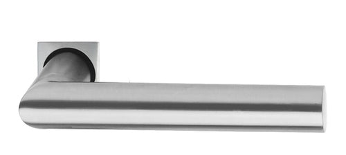 RVS geborstelde deurklink op vierkant rozet - type Alba Minimalistic Vierkant strak recht - per paar - merk Entra E&A