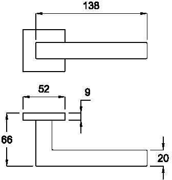 Deurklink RVS geborsteld op vierkant rozet- type Kubus- per paar - ASG E&A